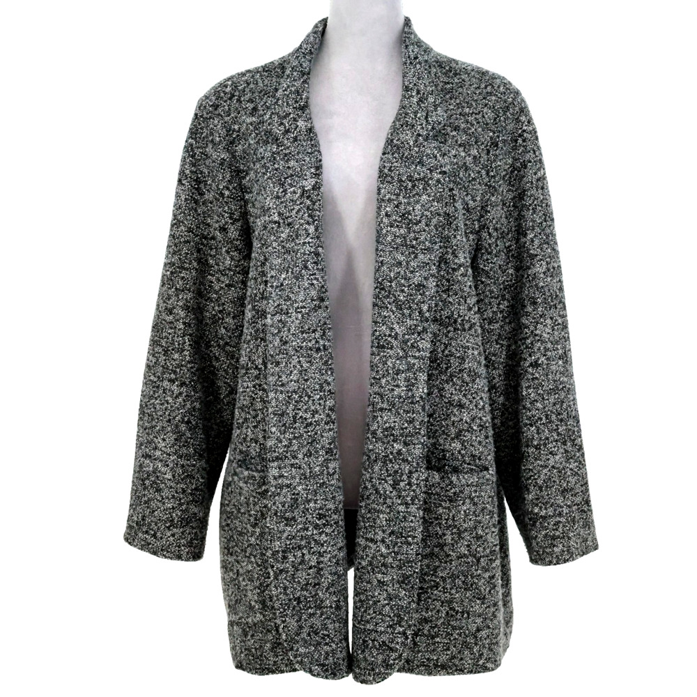 Magaschoni Jacket Plus Size 2X Gray Lined Open Front Stretch Knit Pockets